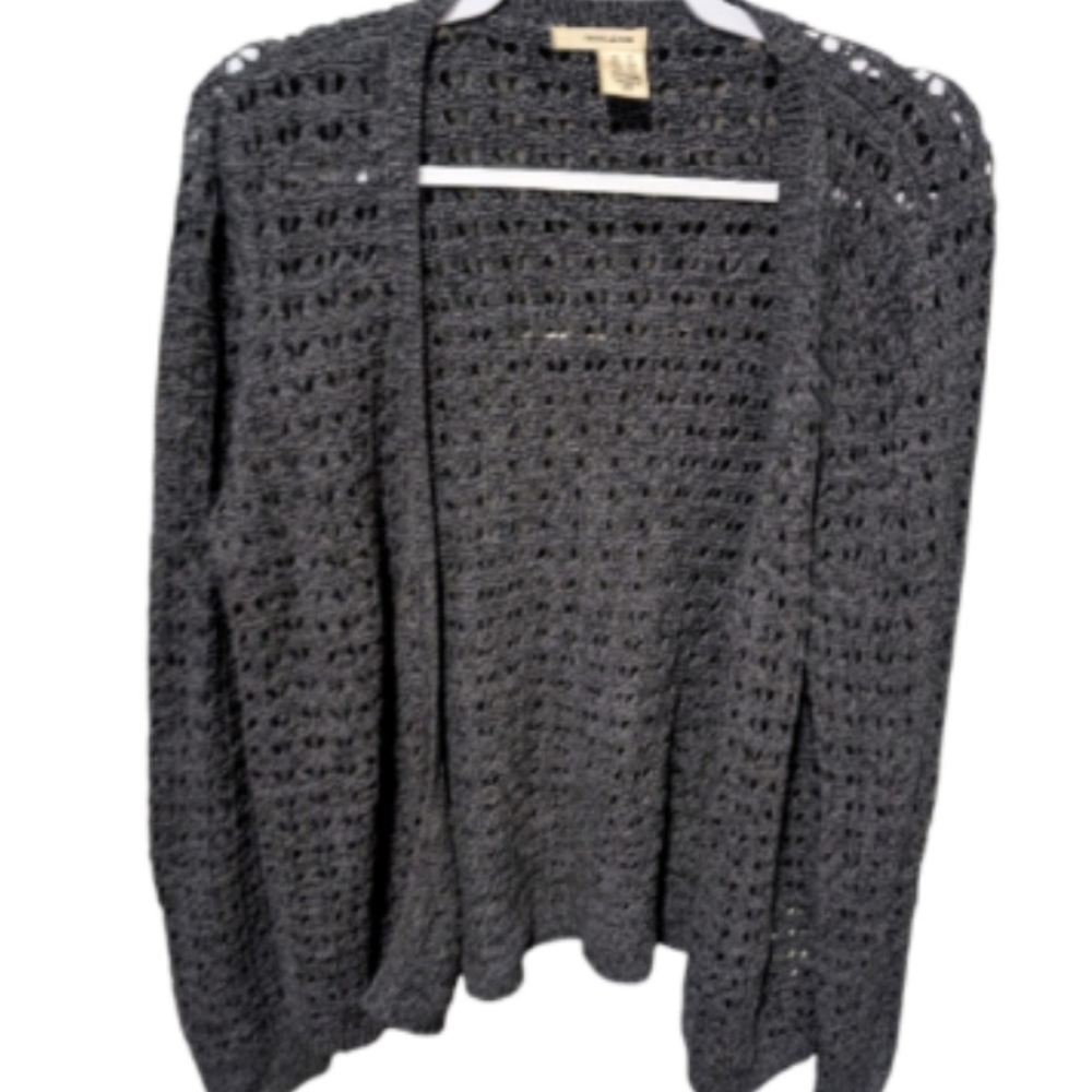 DKNY Charcoal Open-Knit Cardigan